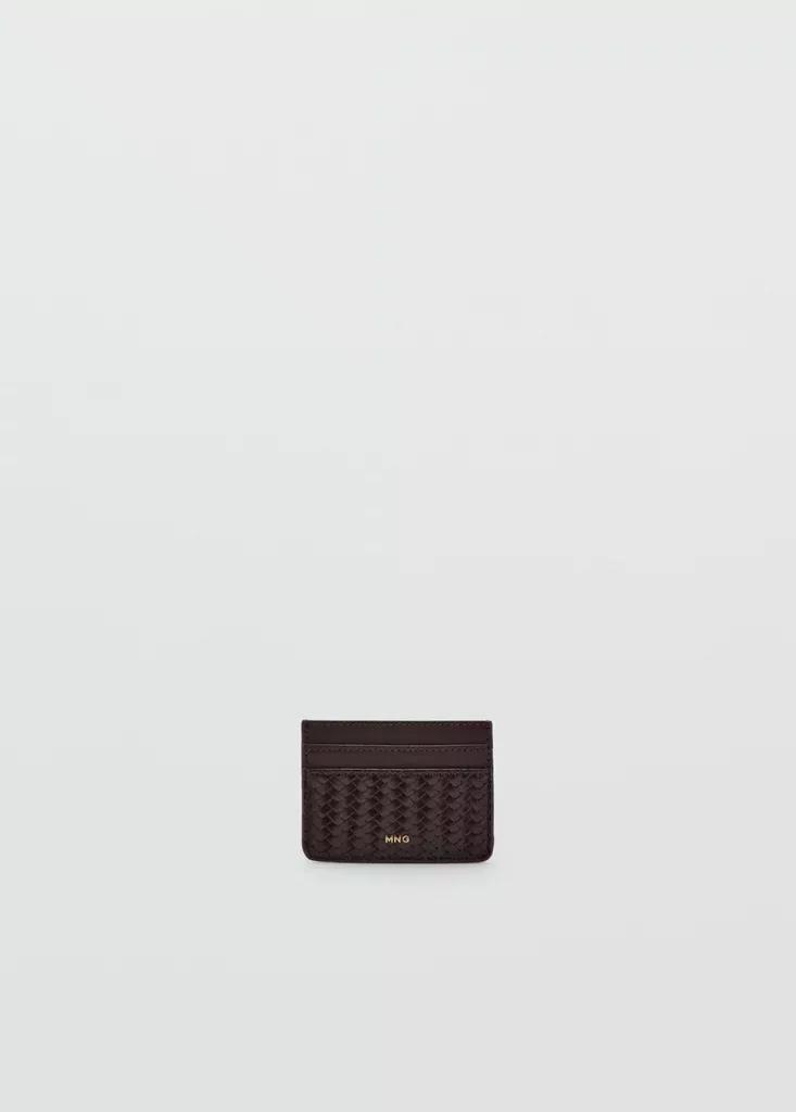Brown Braided Cardholder, , medium
