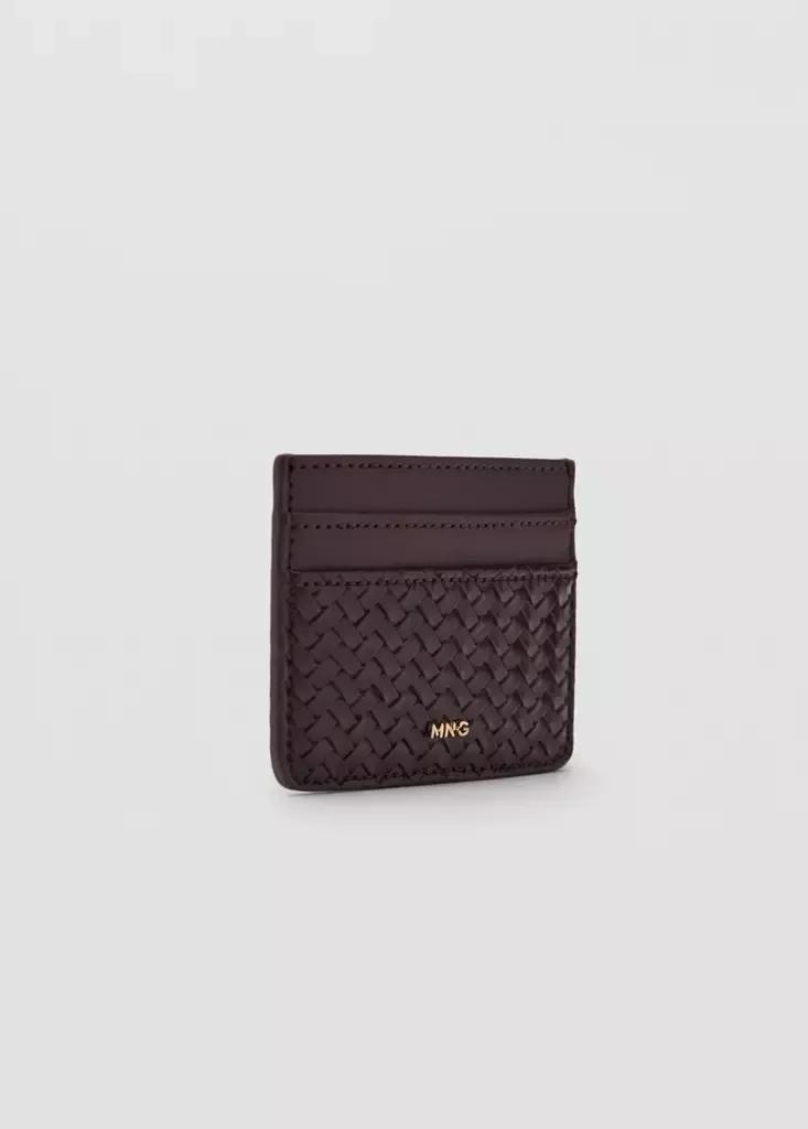 Brown Braided Cardholder, , medium