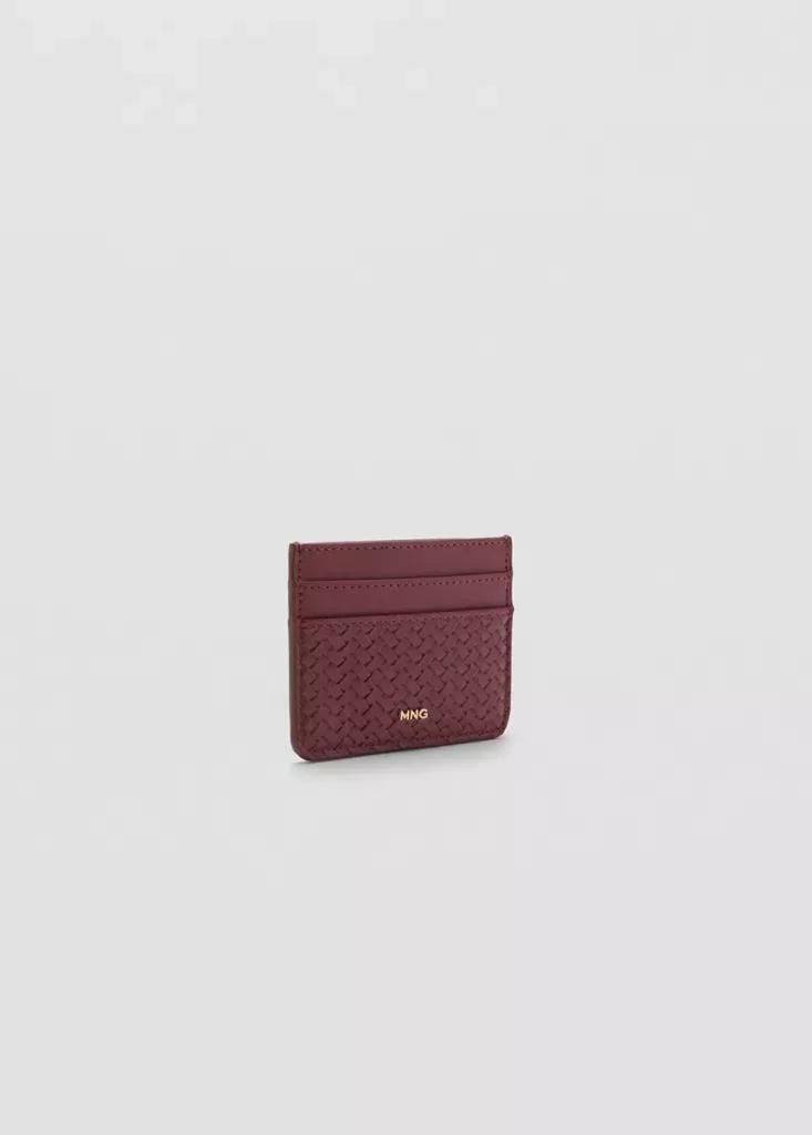 Burgundy Braided Cardholder, Dark Red, medium