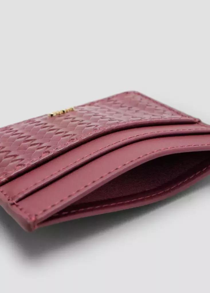 Burgundy Braided Cardholder, Dark Red, medium