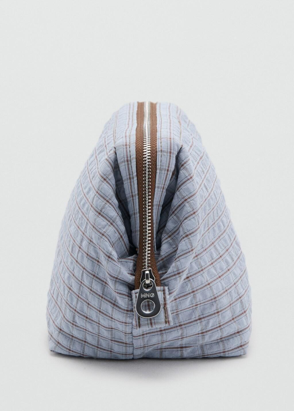 MEDIUM BLUE Checked cotton wash bag, Medium Blue, large image number 1