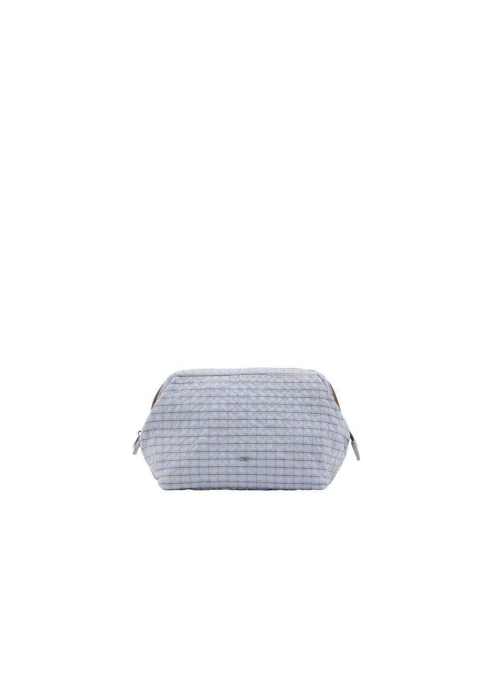 MEDIUM BLUE Checked cotton wash bag, Medium Blue, large image number 2