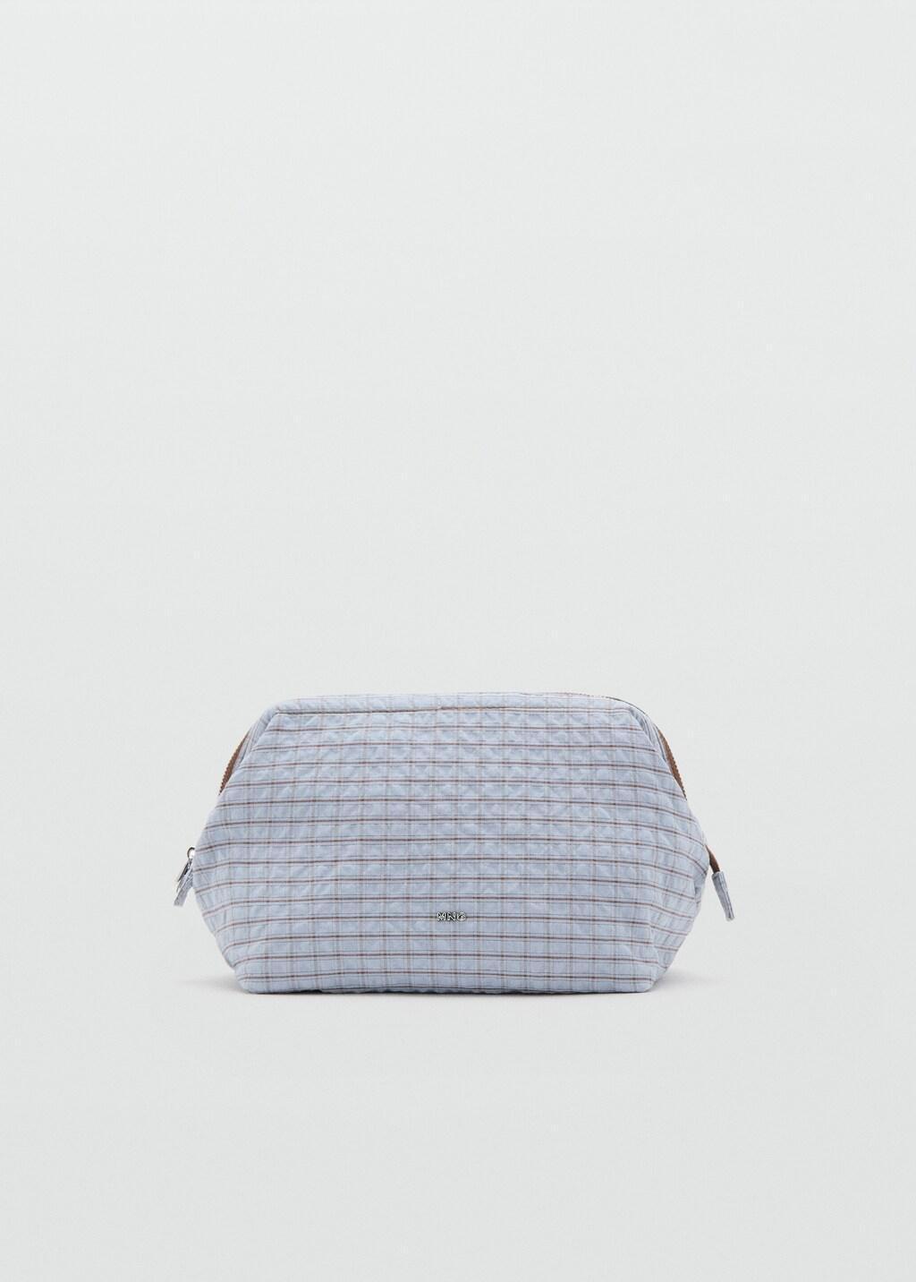 MEDIUM BLUE Checked cotton wash bag, Medium Blue, large image number 3