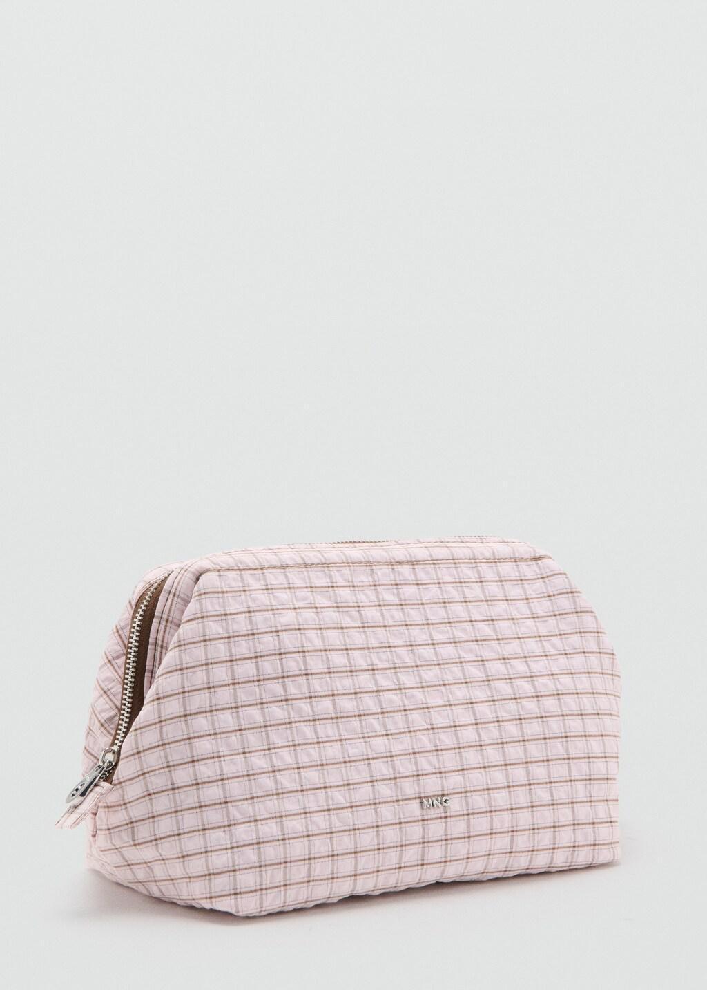 PINK Checked cotton wash bag, Pink, large image number 0