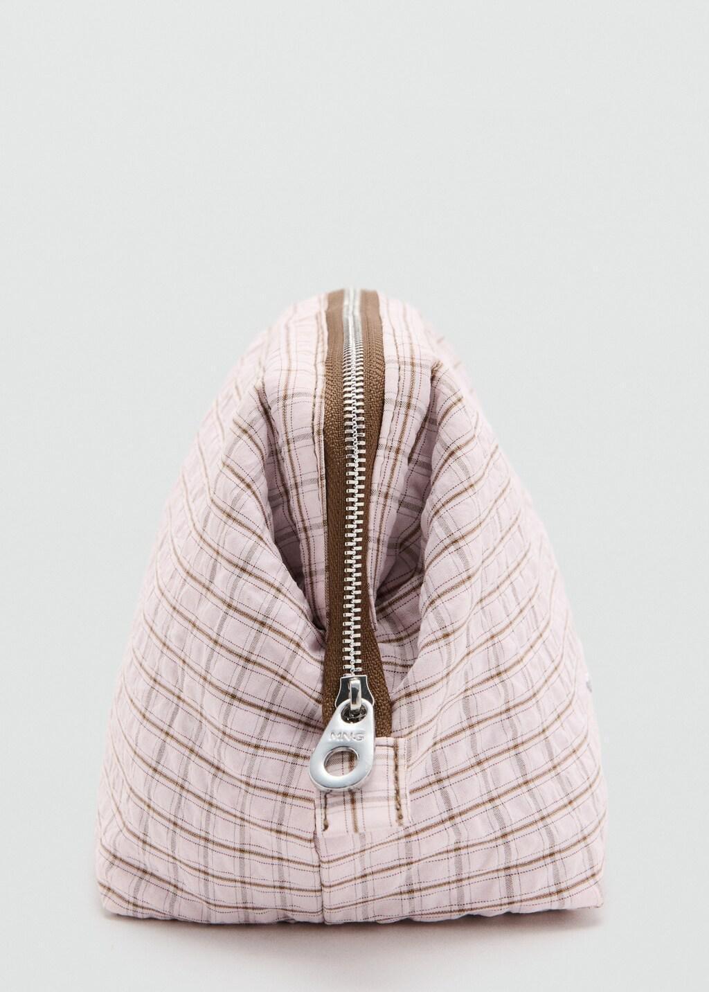 PINK Checked cotton wash bag, Pink, large image number 1