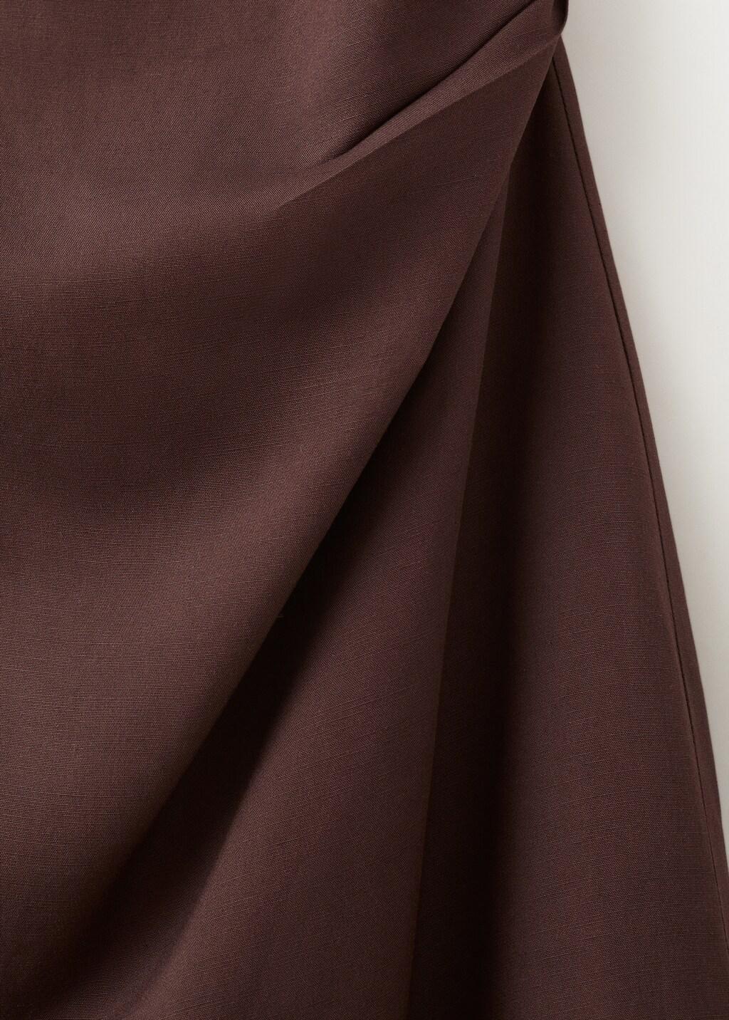 Brown Side Ruched Dress With Tie Detail, Brown, large image number 0