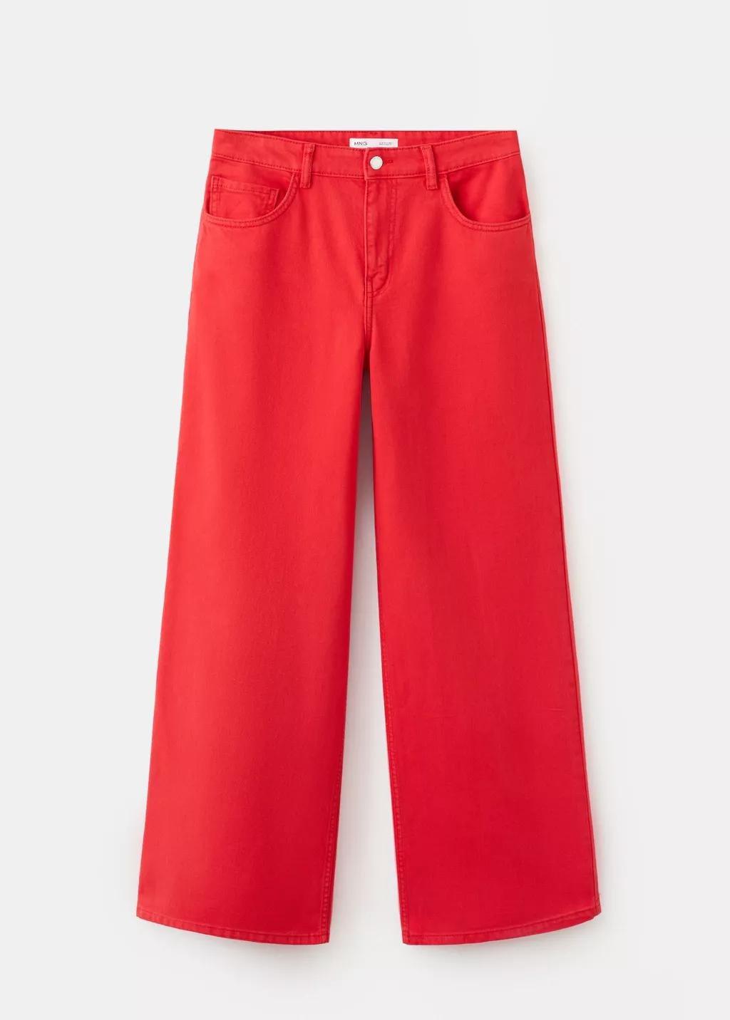 Red Low-Rise Wide Leg Jeans, Red, large image number 5