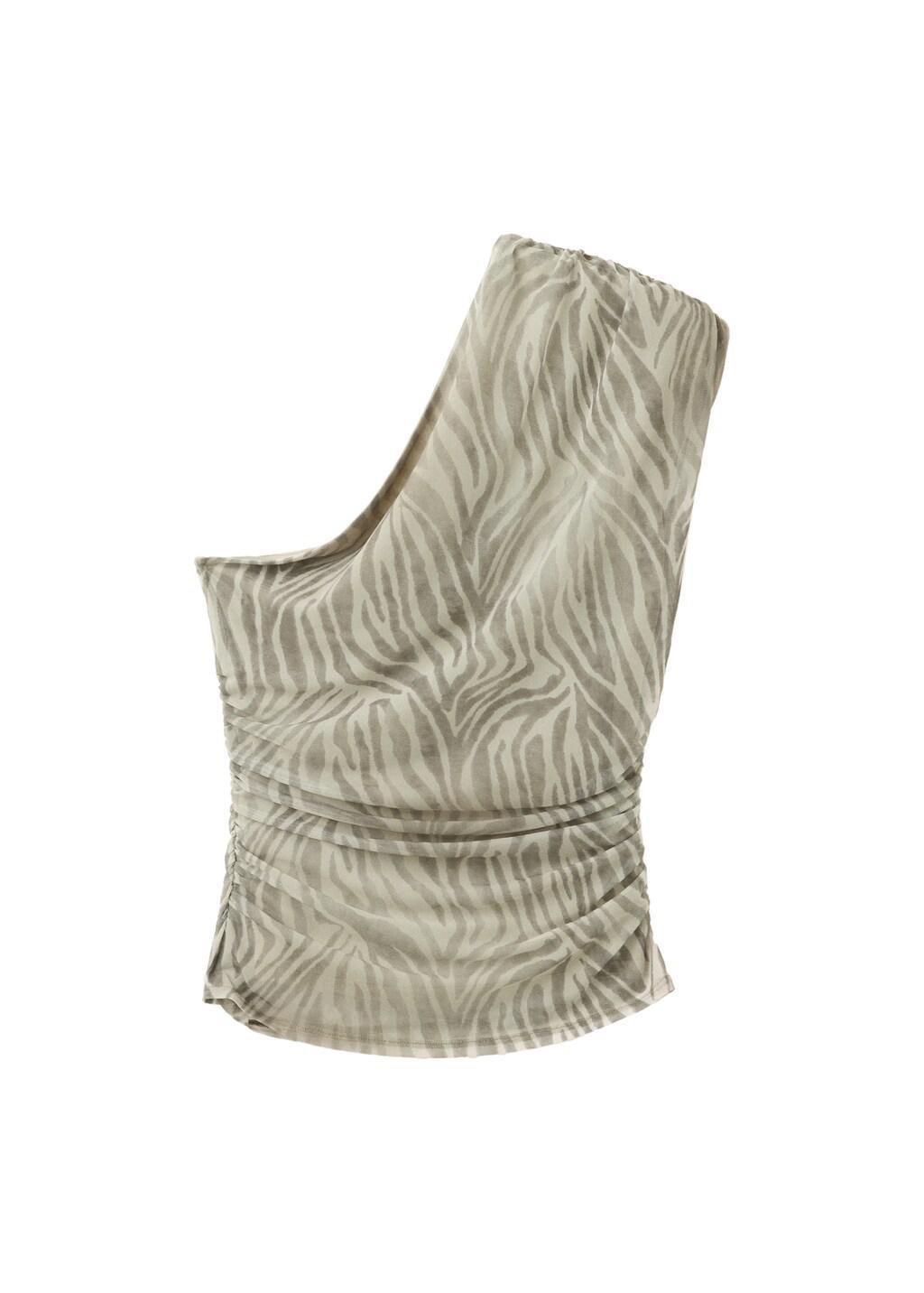 Grey Lt Pastel Asymmetrical Animal-Print Top, Light Pastel Grey, large image number 4