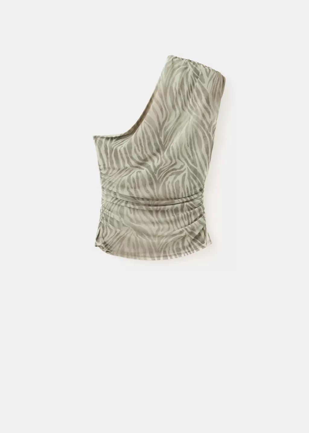 Grey Lt Pastel Asymmetrical Animal-Print Top, Light Pastel Grey, large image number 5