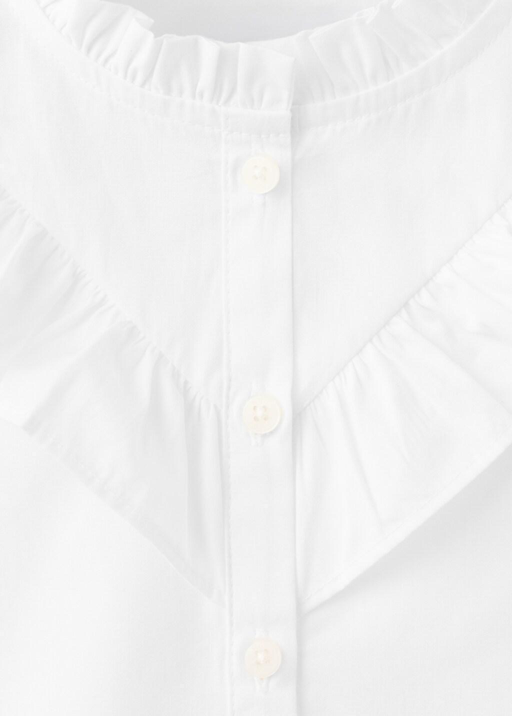 WHITE Ruffled cotton shirt, Kids Girl, White, medium