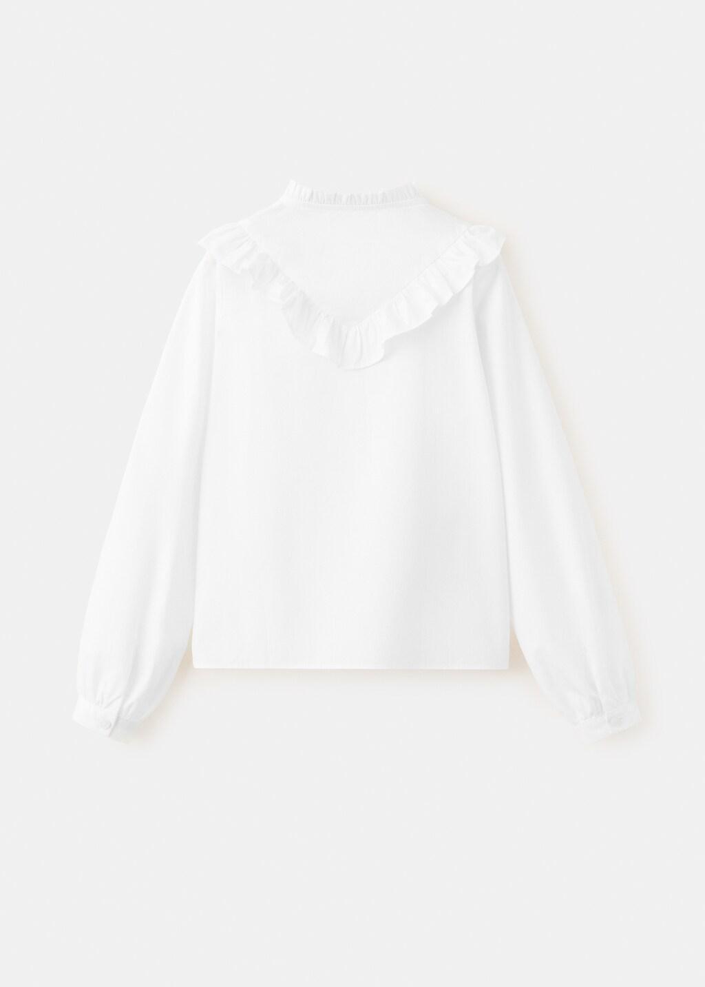 WHITE Ruffled cotton shirt, Kids Girl, White, medium