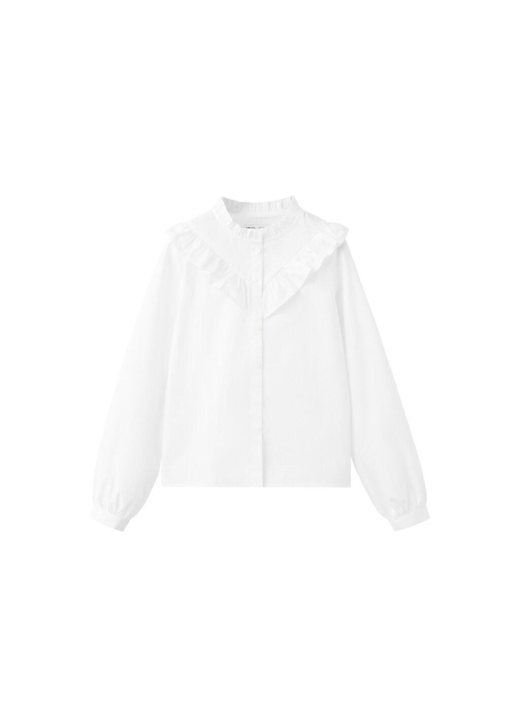 WHITE Ruffled cotton shirt, Kids Girl, White, large image number 4
