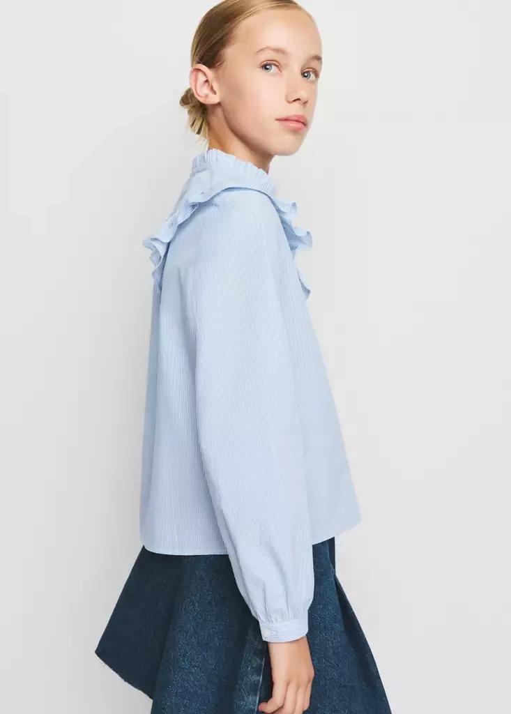 BLUE Ruffled cotton shirt, Kids Girl, Medium Blue, large image number 2