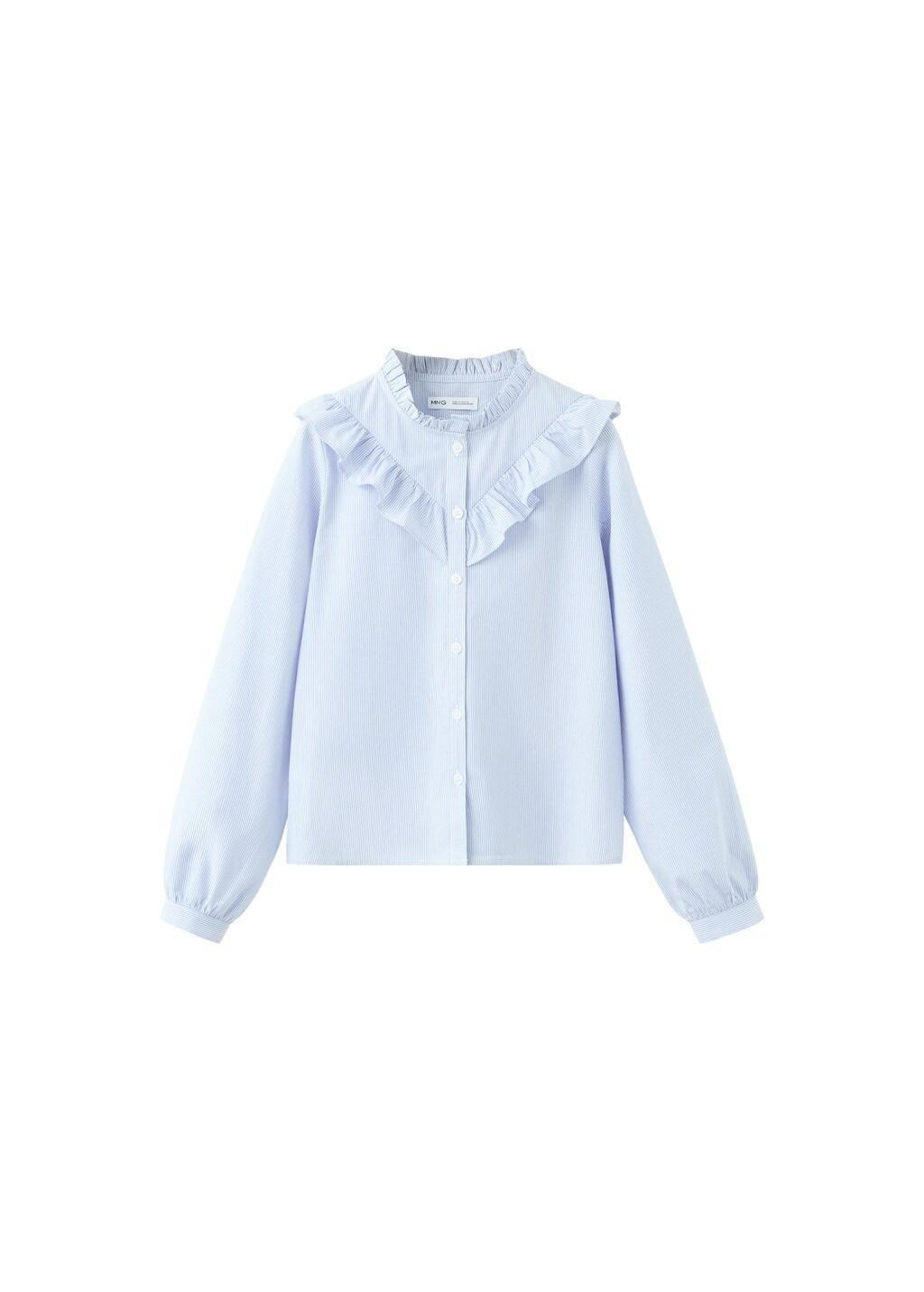 BLUE Ruffled cotton shirt, Kids Girl, Medium Blue, large image number 5