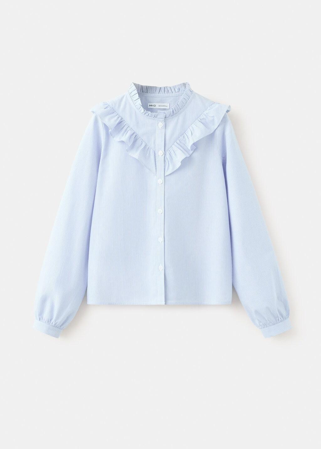 BLUE Ruffled cotton shirt, Kids Girl, Medium Blue, large image number 6