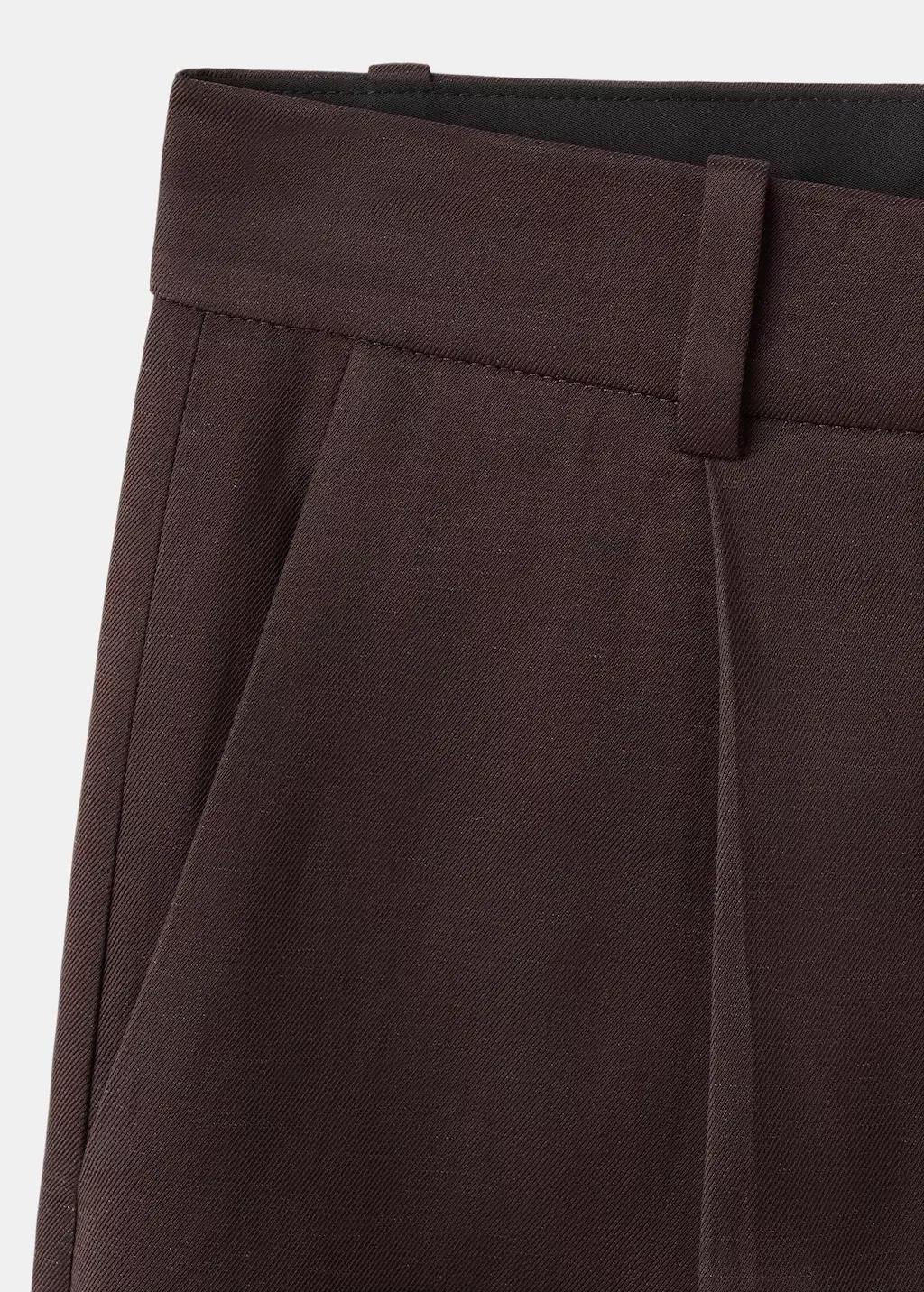 Brown Straight Mid-Rise Bermuda Shorts, Dark Brown, large image number 0