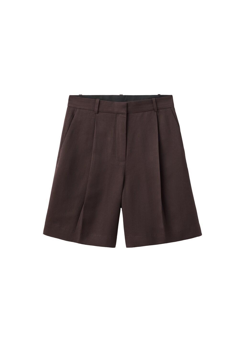 Brown Straight Mid-Rise Bermuda Shorts, Dark Brown, large image number 4