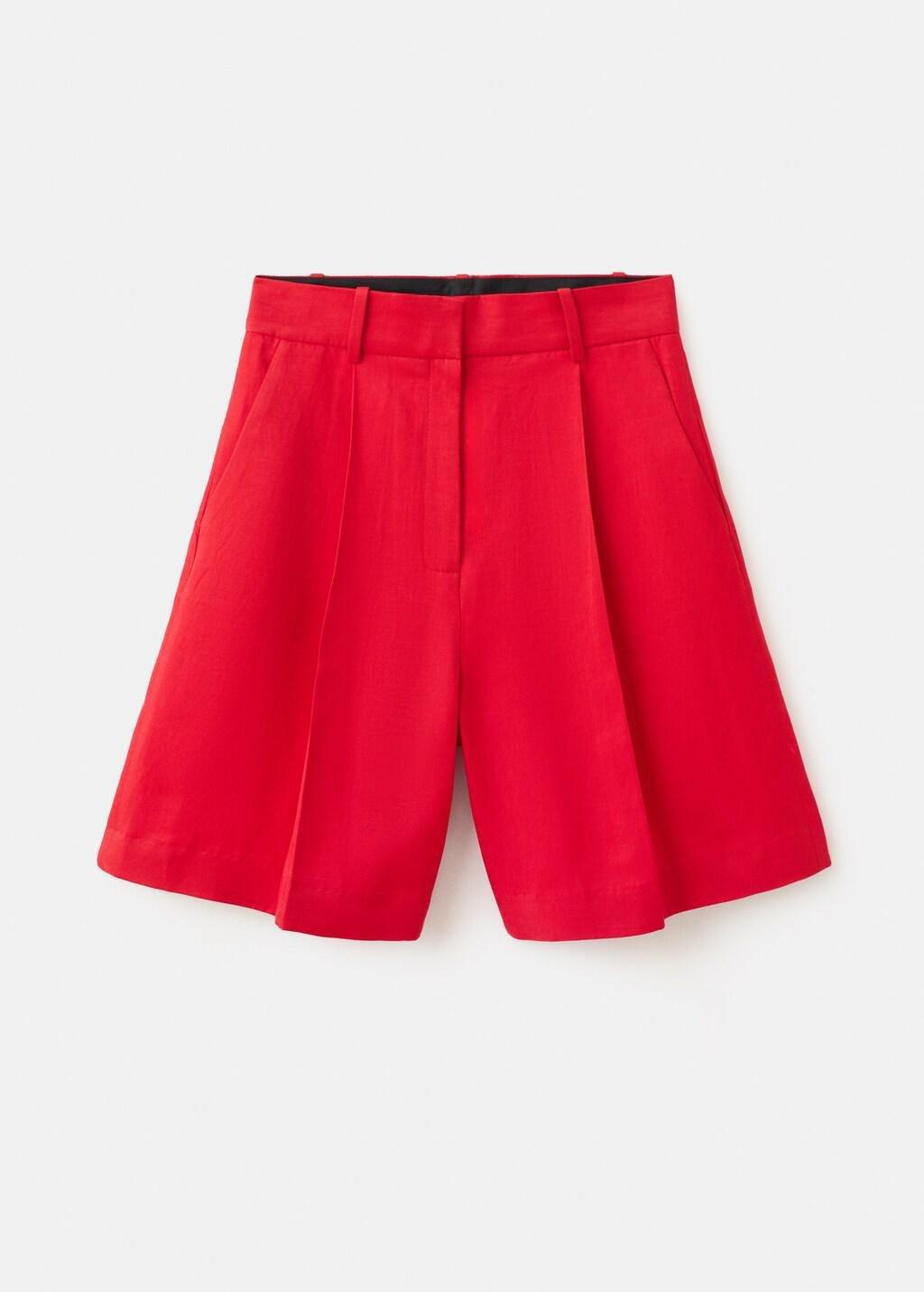 Red Straight Mid-Rise Bermuda Shorts, Red, large image number 0