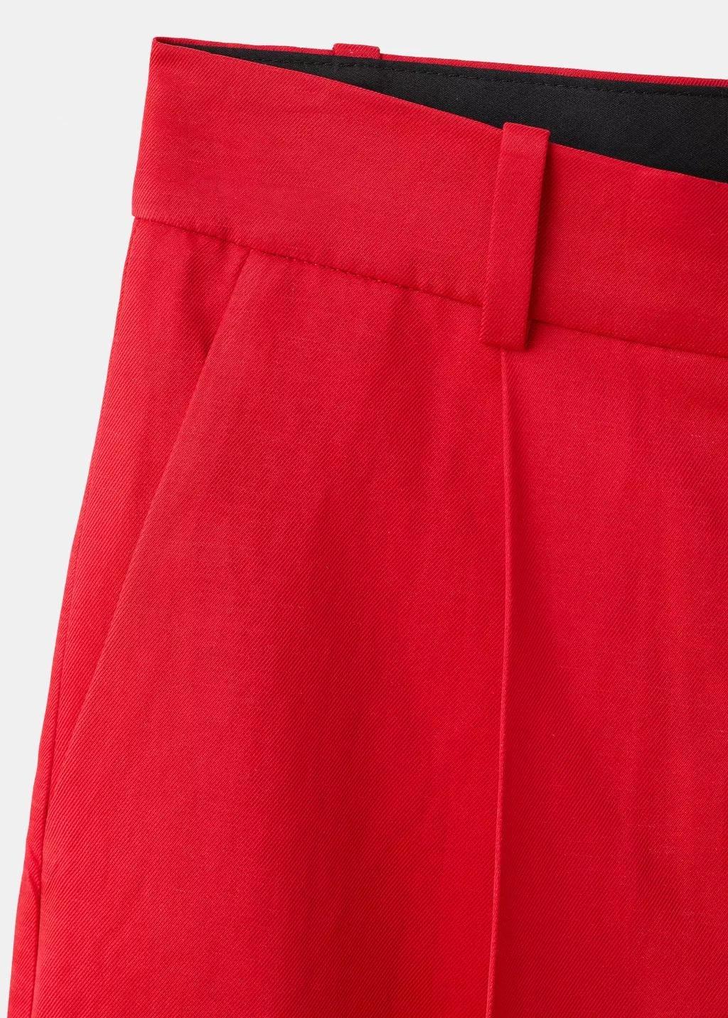 Red Straight Mid-Rise Bermuda Shorts, Red, large image number 1