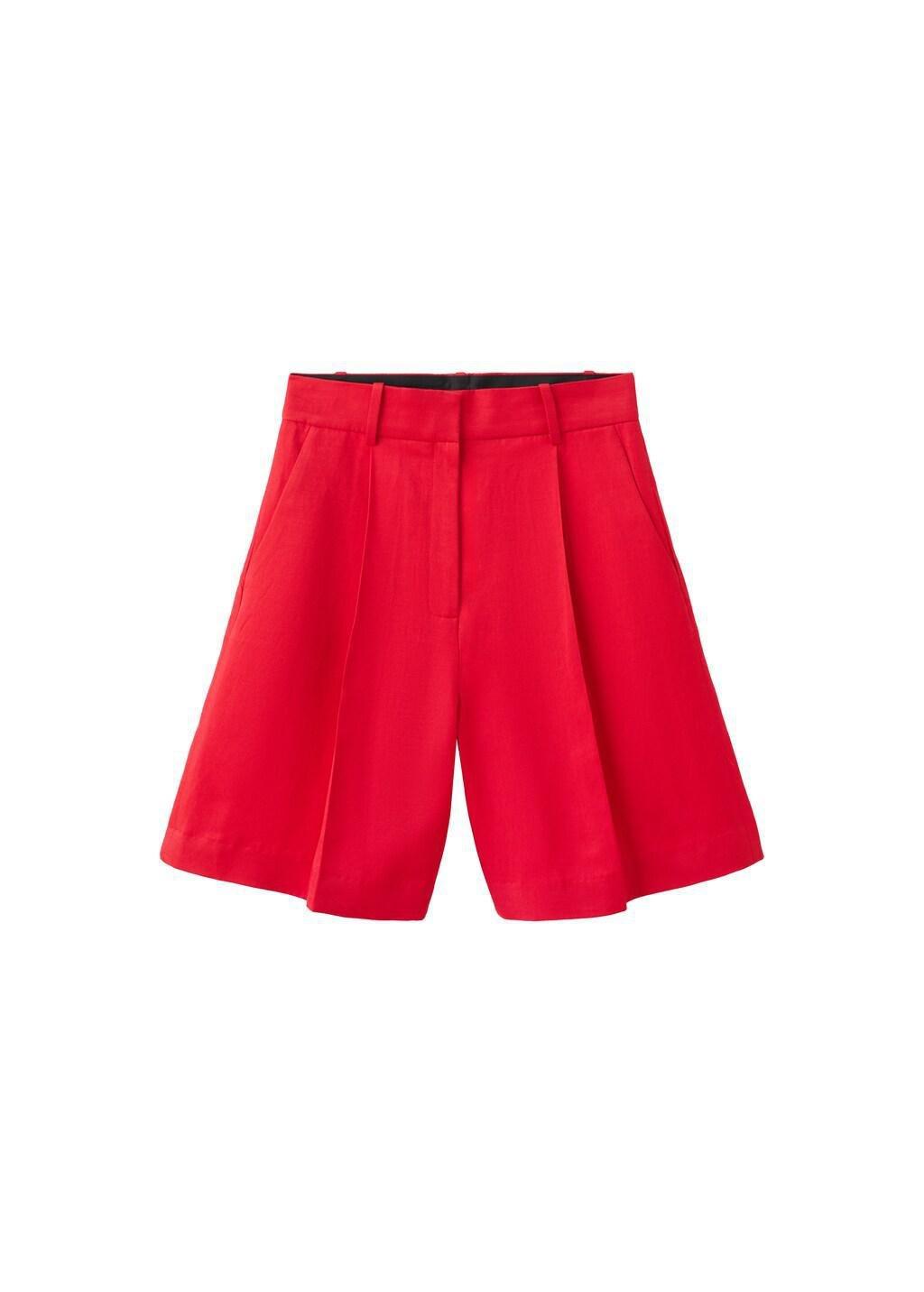Red Straight Mid-Rise Bermuda Shorts, Red, large image number 3