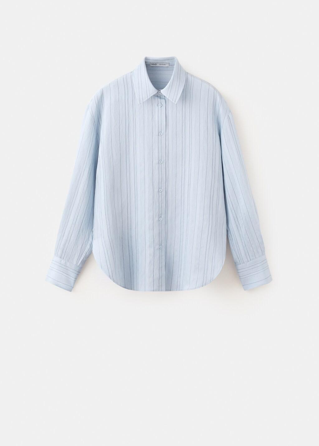 Blue Oversize Striped Shirt, Medium Blue, large image number 0
