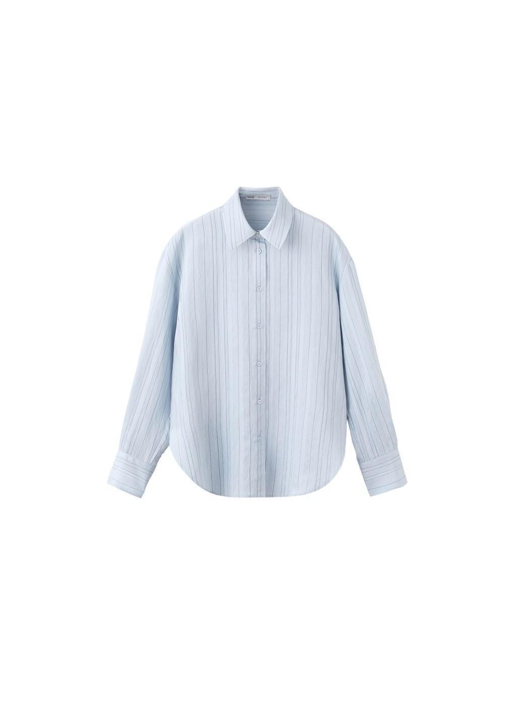 Blue Oversize Striped Shirt, Medium Blue, large image number 3