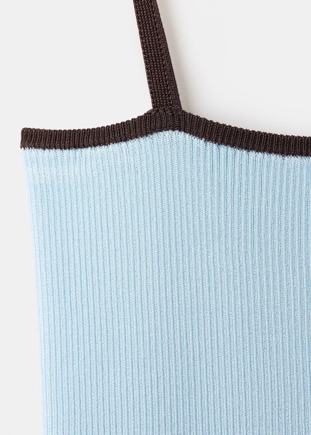 Blue Lt Pastel Fitted Ribbed Top, Light-Pastel Blue, large image number 1