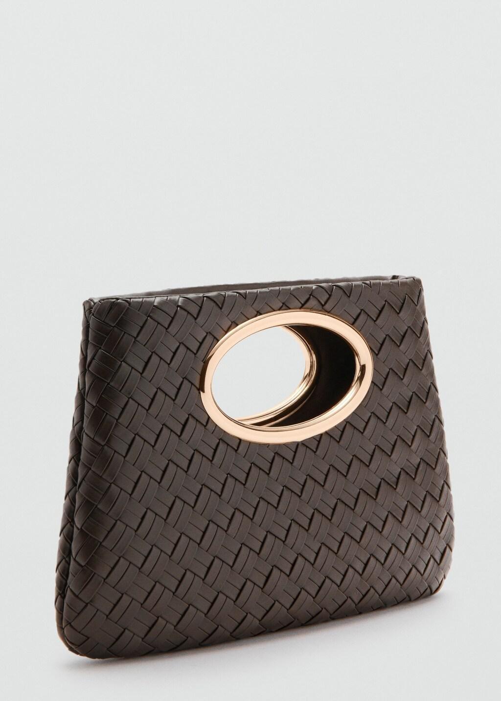 Brown Braided Handbag, Dark Brown, large image number 0