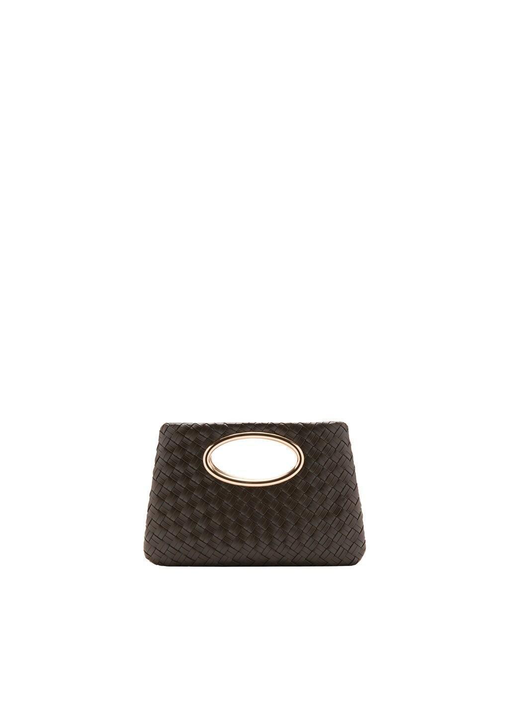 Brown Braided Handbag, Dark Brown, large image number 2