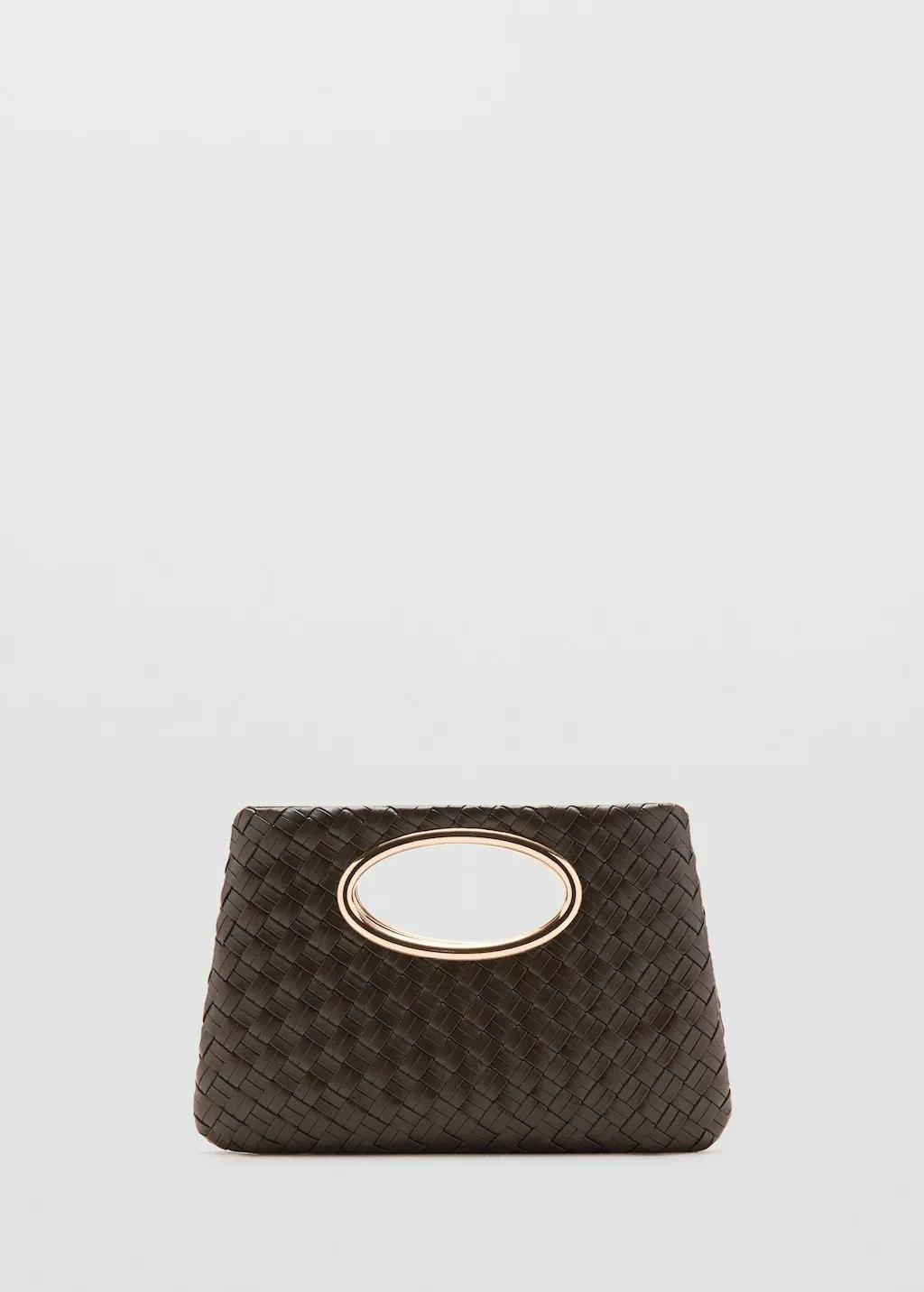 Brown Braided Handbag, Dark Brown, large image number 3