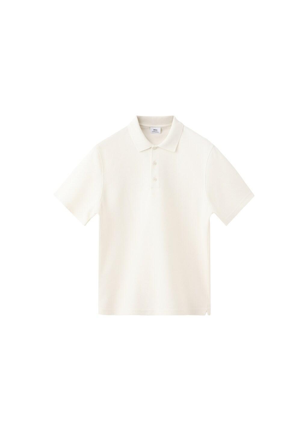 WHITE Textured cotton blend polo, Men, White, large image number 4