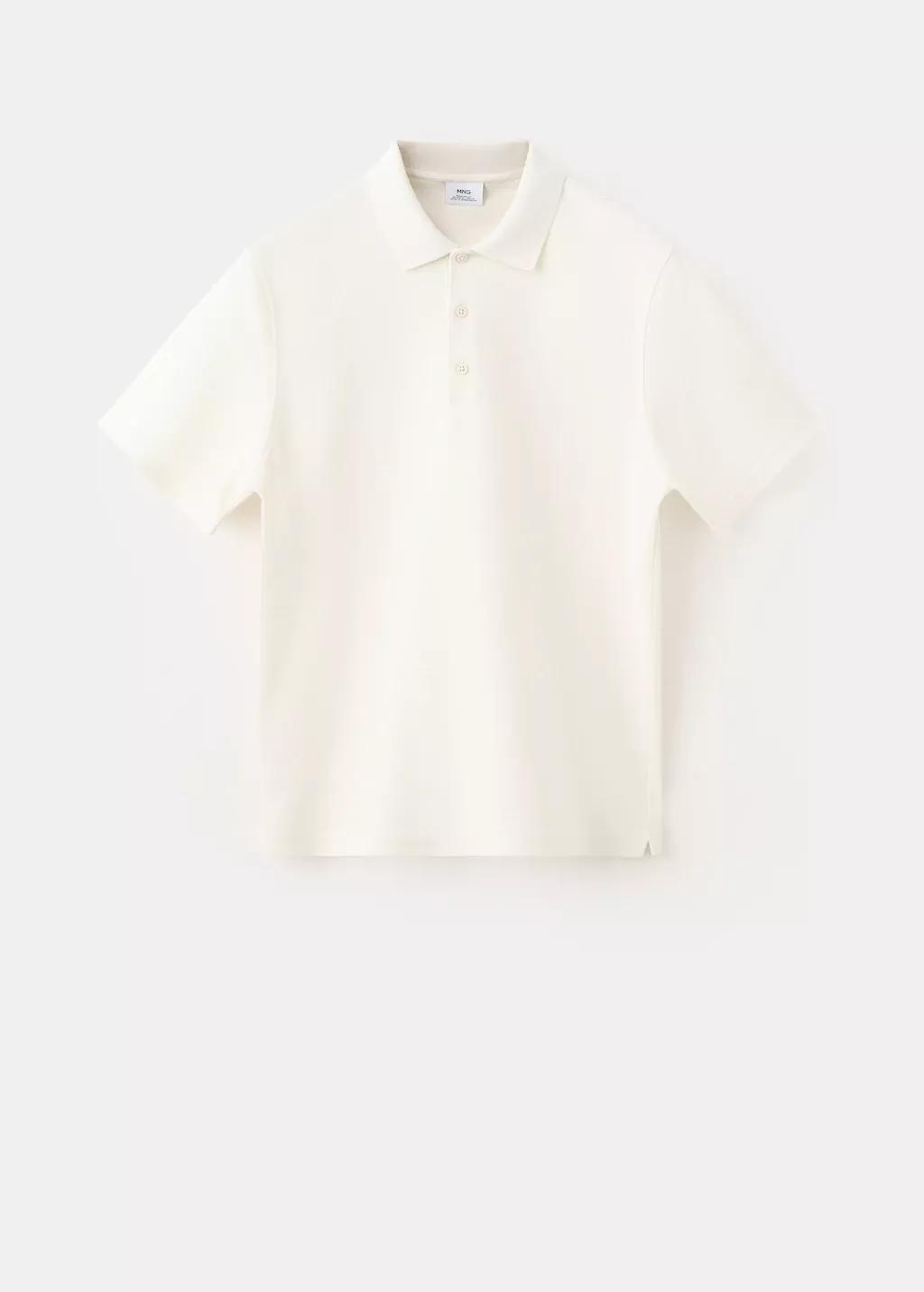 WHITE Textured cotton blend polo, Men, White, large image number 5