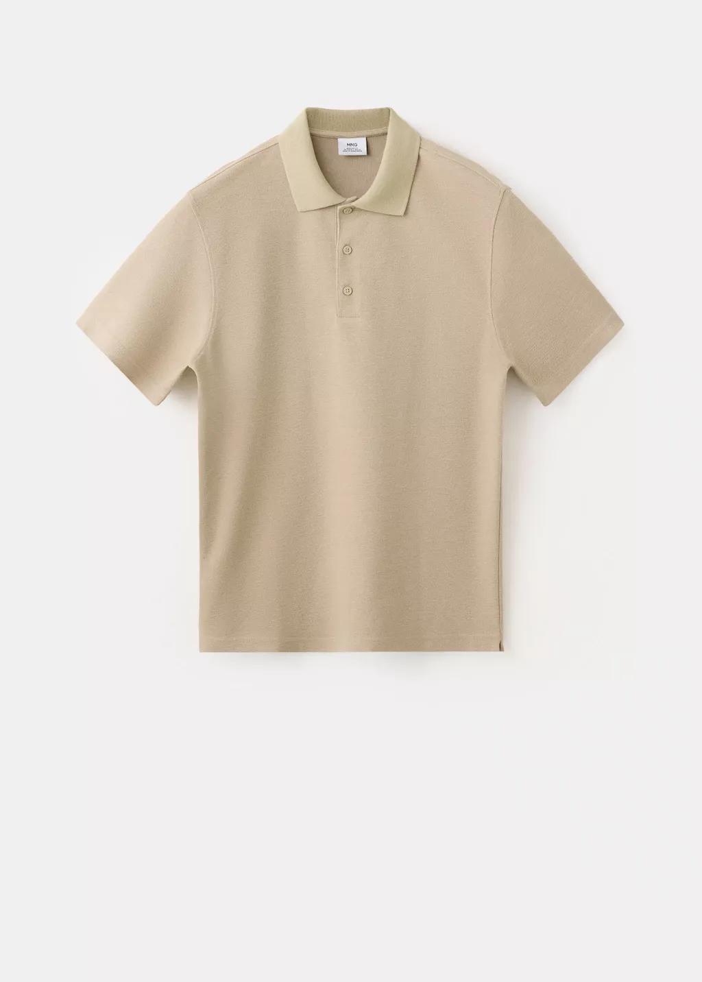 BEIGE Textured cotton blend polo, Men, Light Beige, medium