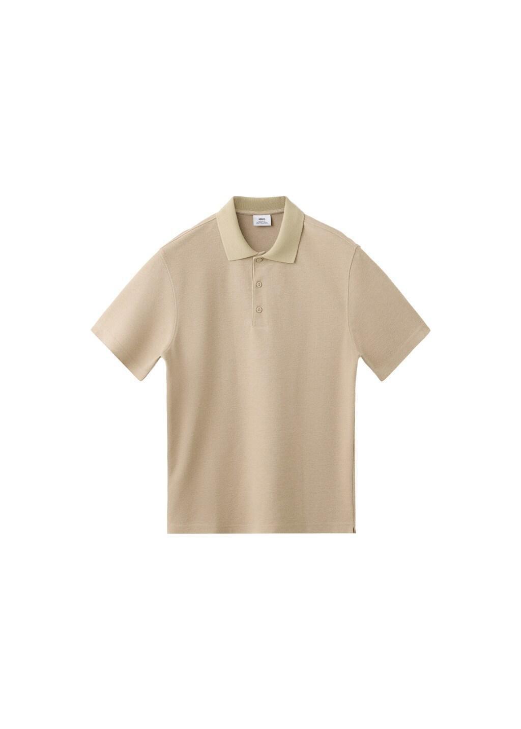 BEIGE Textured cotton blend polo, Men, Light Beige, large image number 3