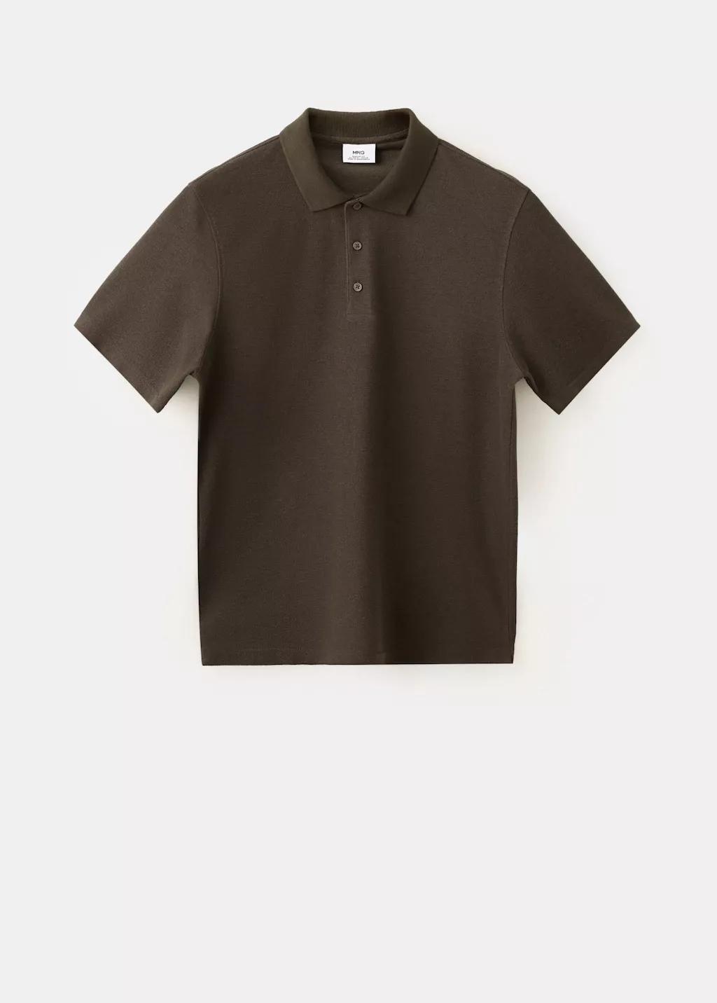 Brown Textured Cotton Blend Polo, Brown, large image number 0