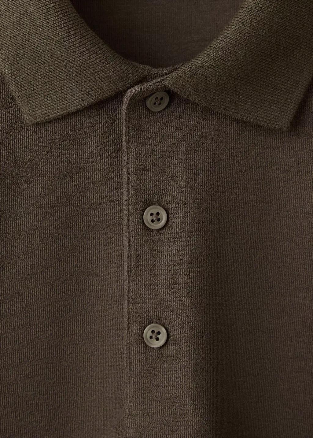 Brown Textured Cotton Blend Polo, Brown, large image number 1