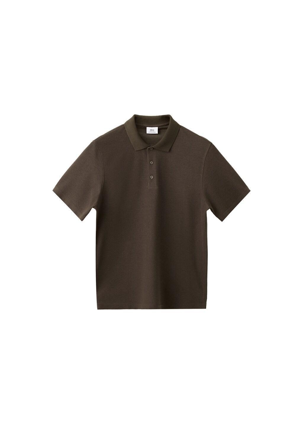 Brown Textured Cotton Blend Polo, Brown, large image number 3