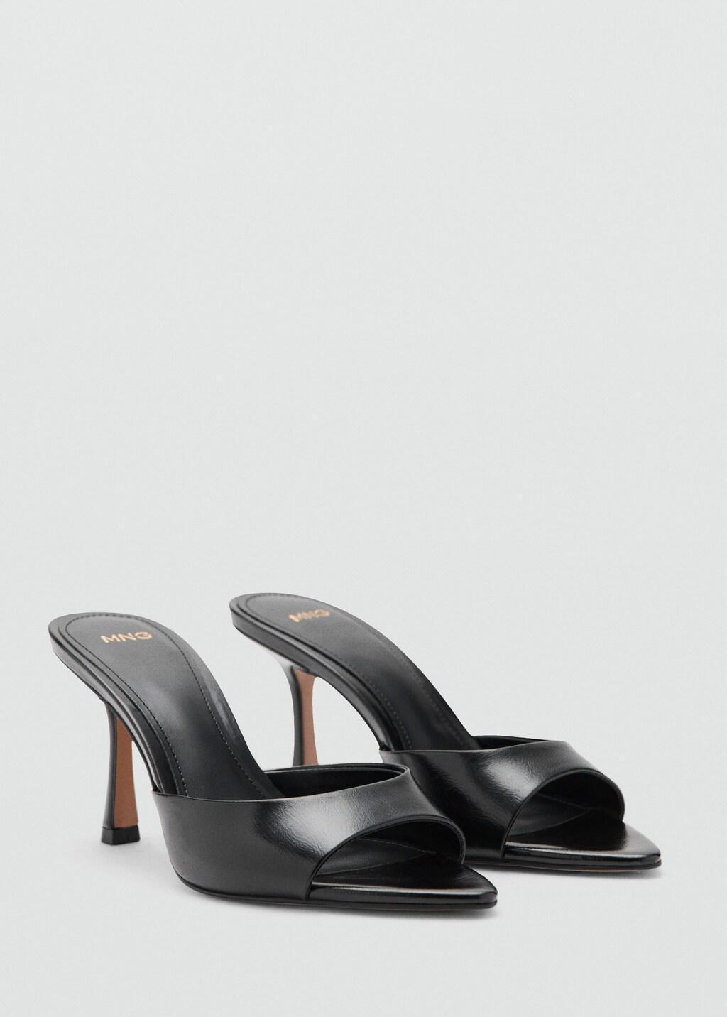 Black Pointed Heel Sandals, Black, medium