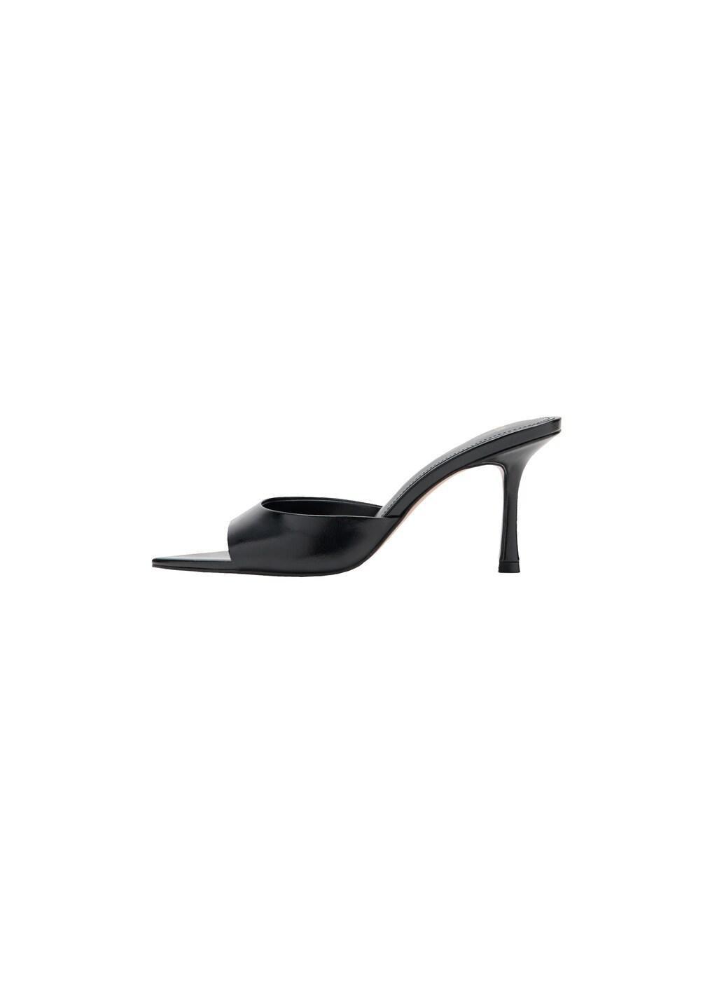 Black Pointed Heel Sandals, Black, large image number 2
