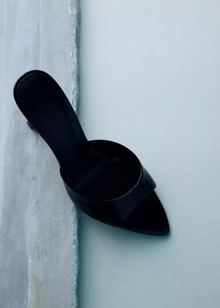 Black Pointed Heel Sandals, Black, large image number 8