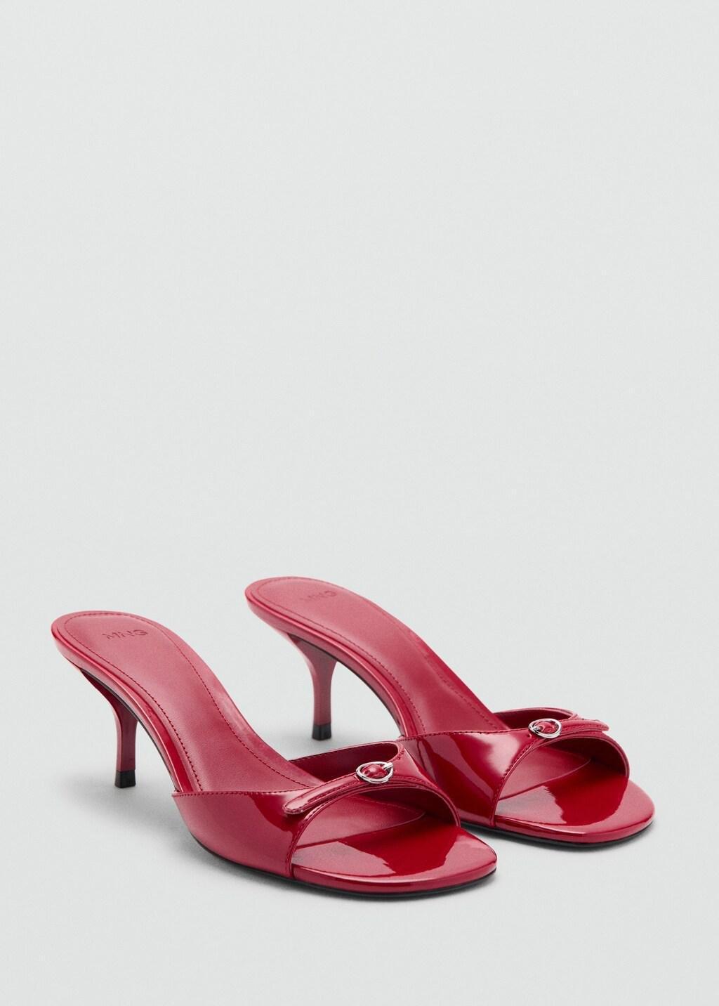 Red Patent Leather High-Heeled Sandals, Red, medium