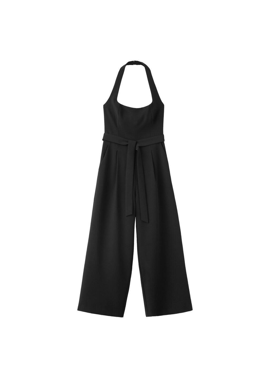 BLACK Halter-neck jumpsuit with belt, Black, large image number 4