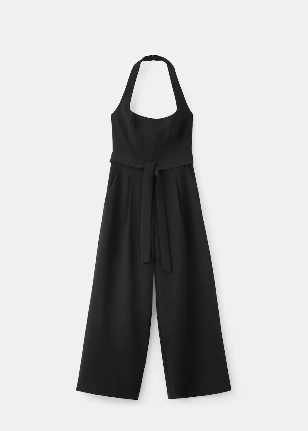 BLACK Halter-neck jumpsuit with belt, Black, large image number 5