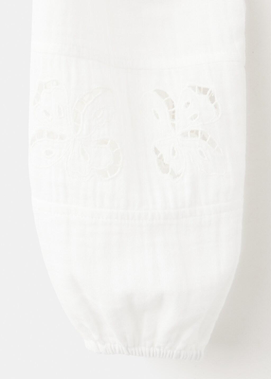White Cotton Blouse With Broderie Anglaise Embroidery, Kids Girl, White, large image number 3