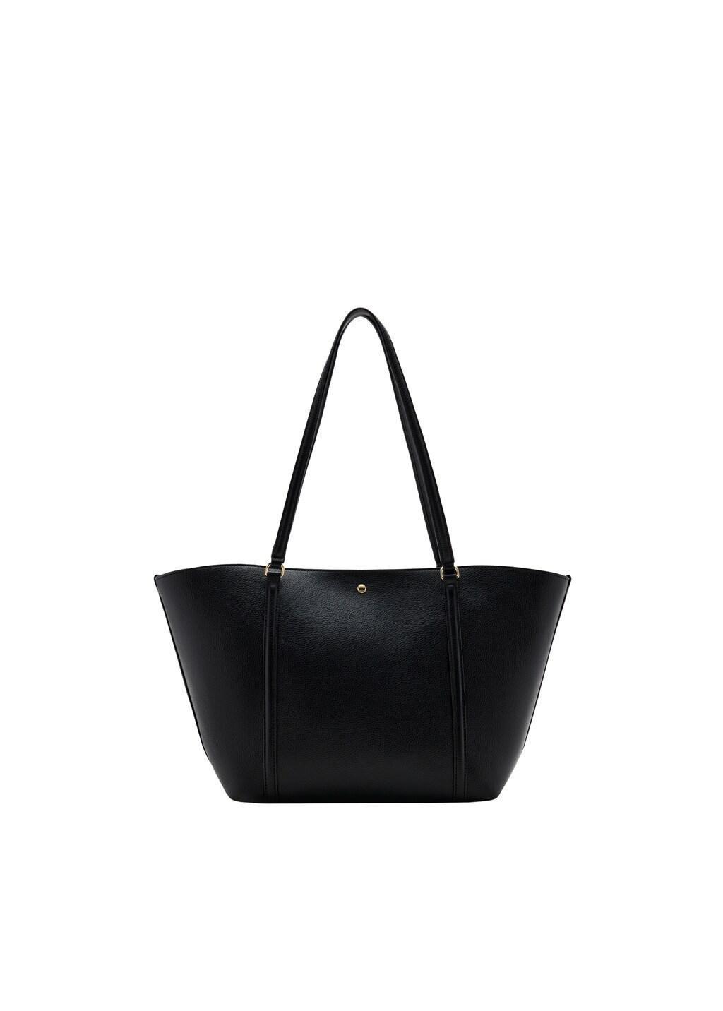 Black Shopper Bag With Double Handle, Black, medium