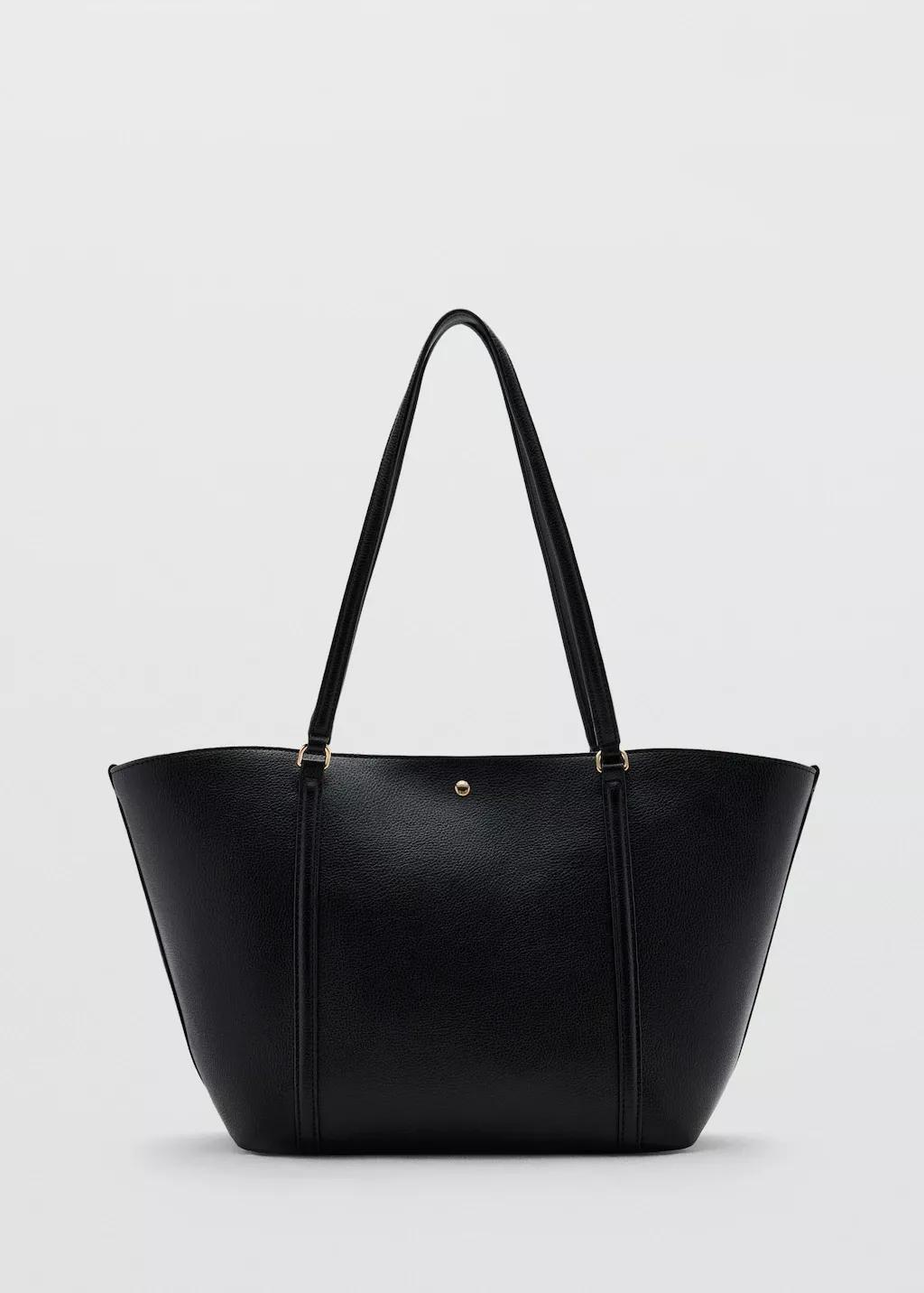Black Shopper Bag With Double Handle, Black, large image number 3