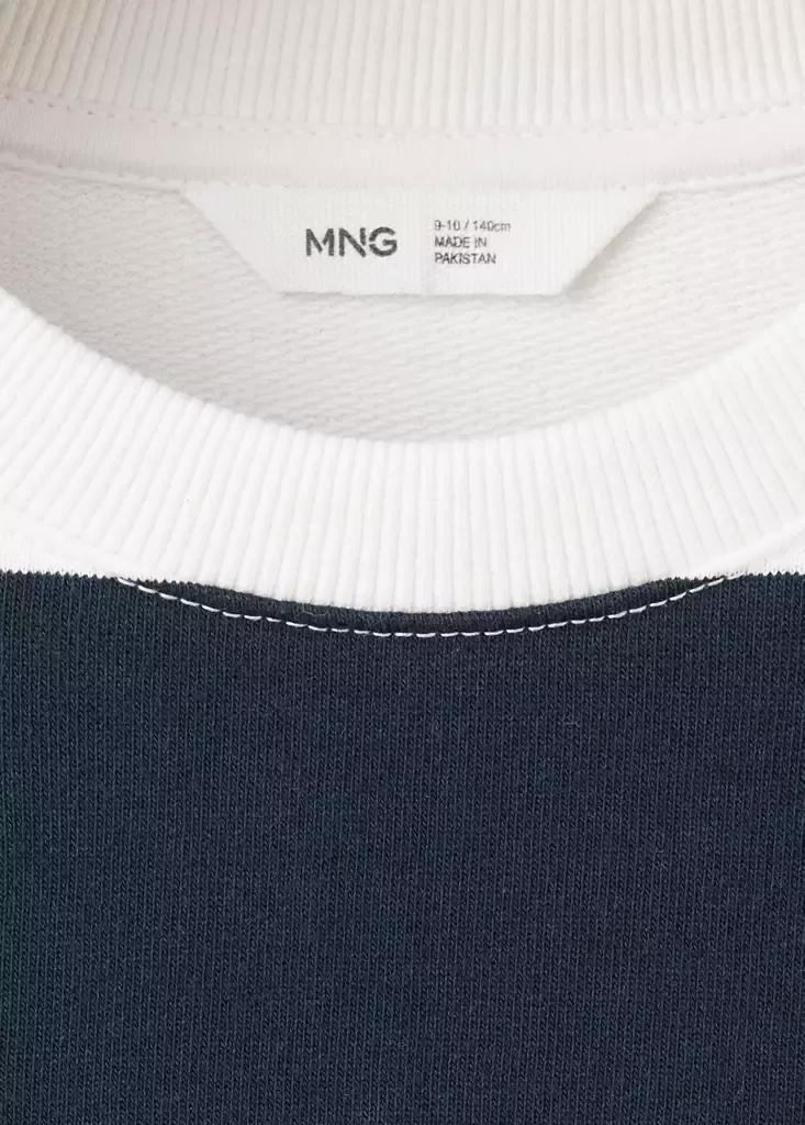 Navy Striped Sweatshirt With Printed Phrase, Kids Girls, Navy, medium