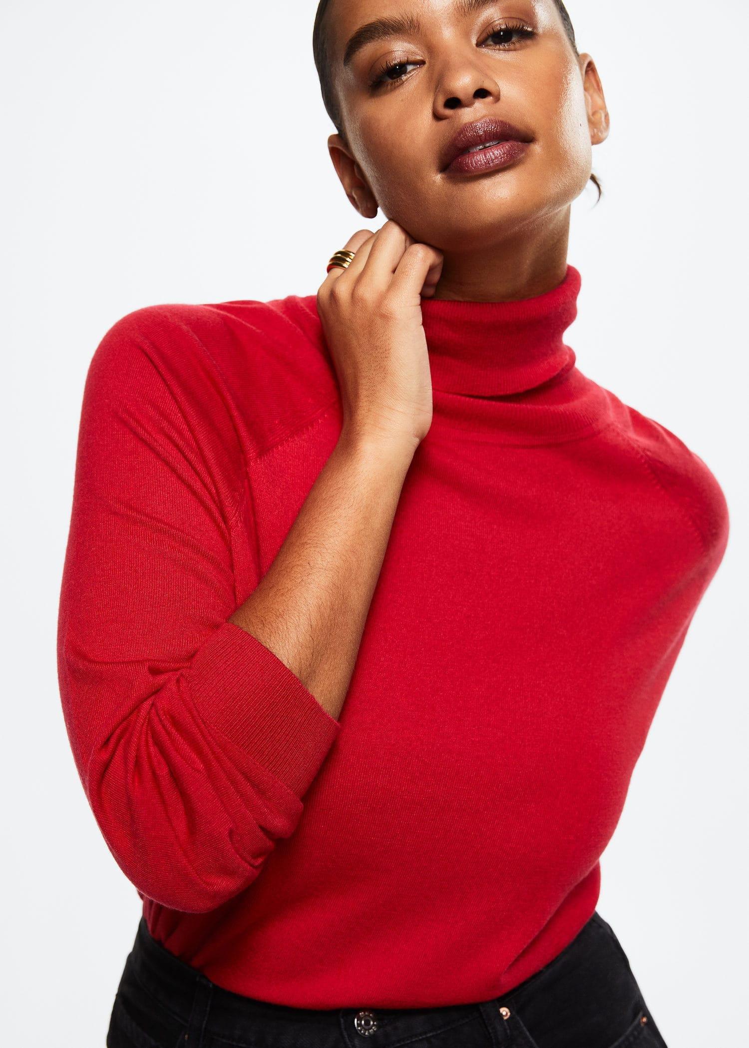 Red Turtleneck Knitted Sweater