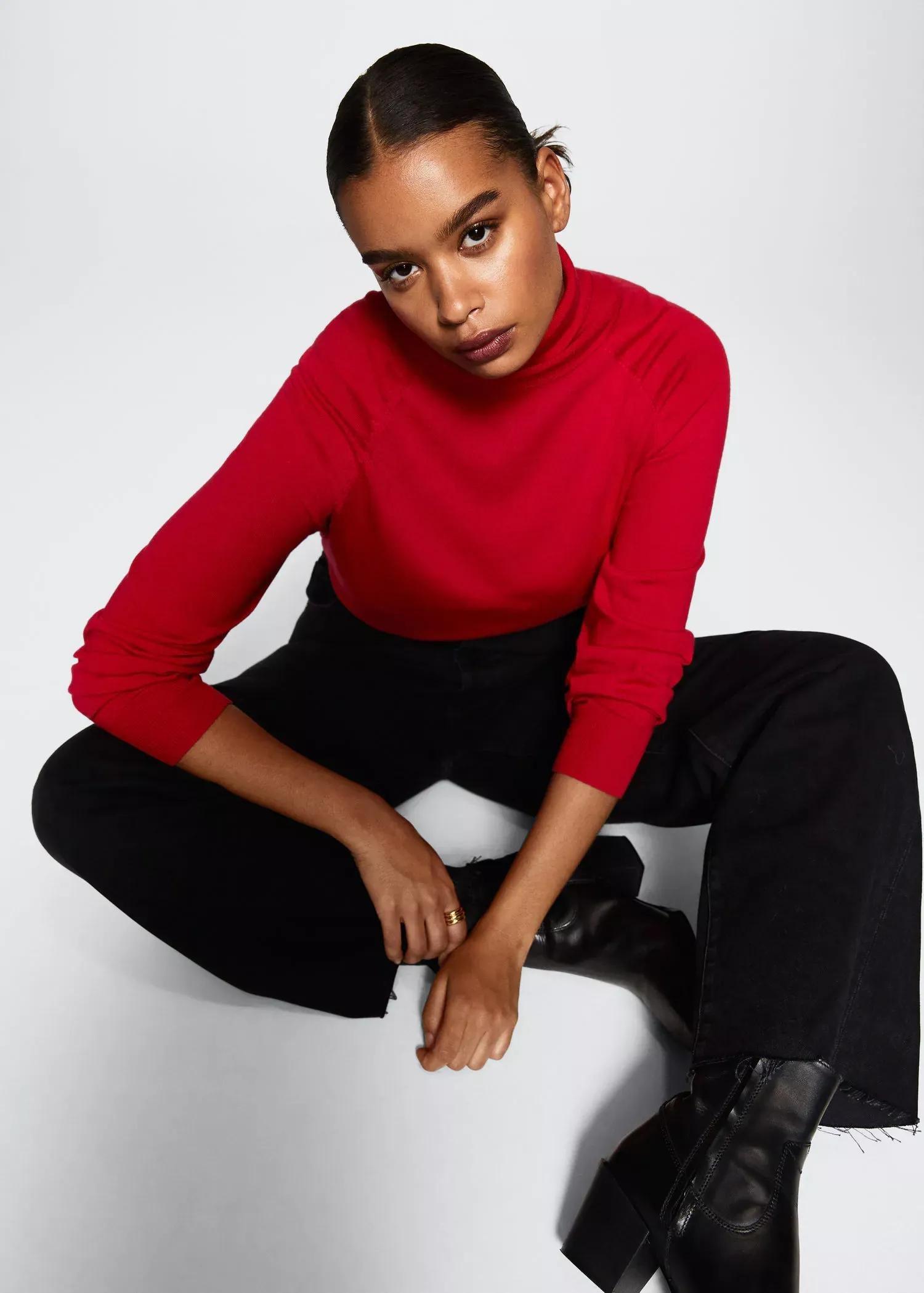Red Turtleneck Knitted Sweater, , large image number 2