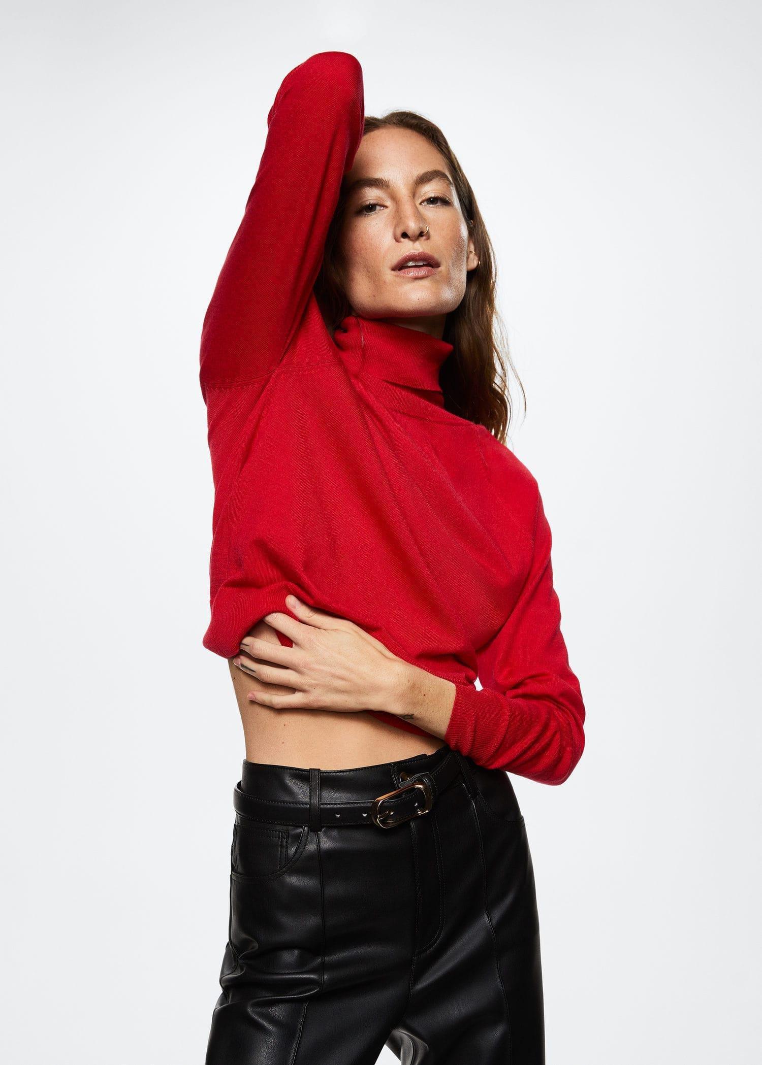 Red Turtleneck Knitted Sweater, , large image number 3